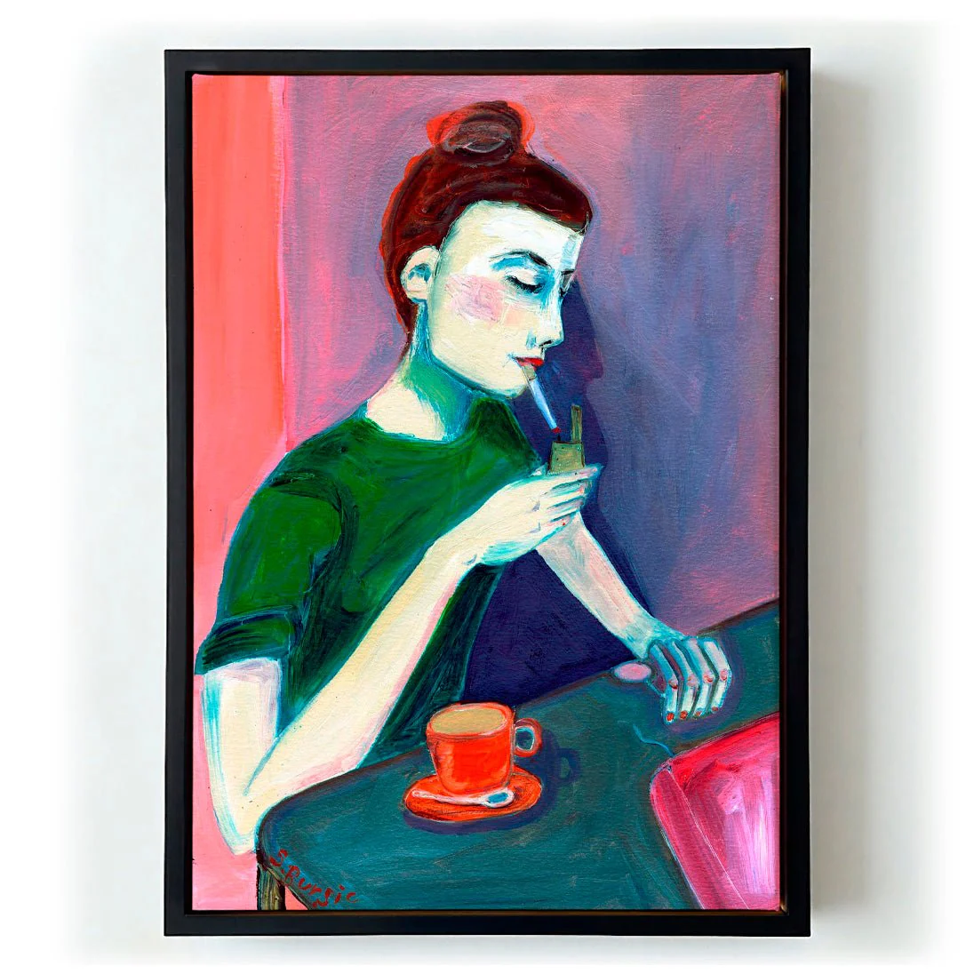 Lady lighting cigarette by Sharyn Bursic - Image 5