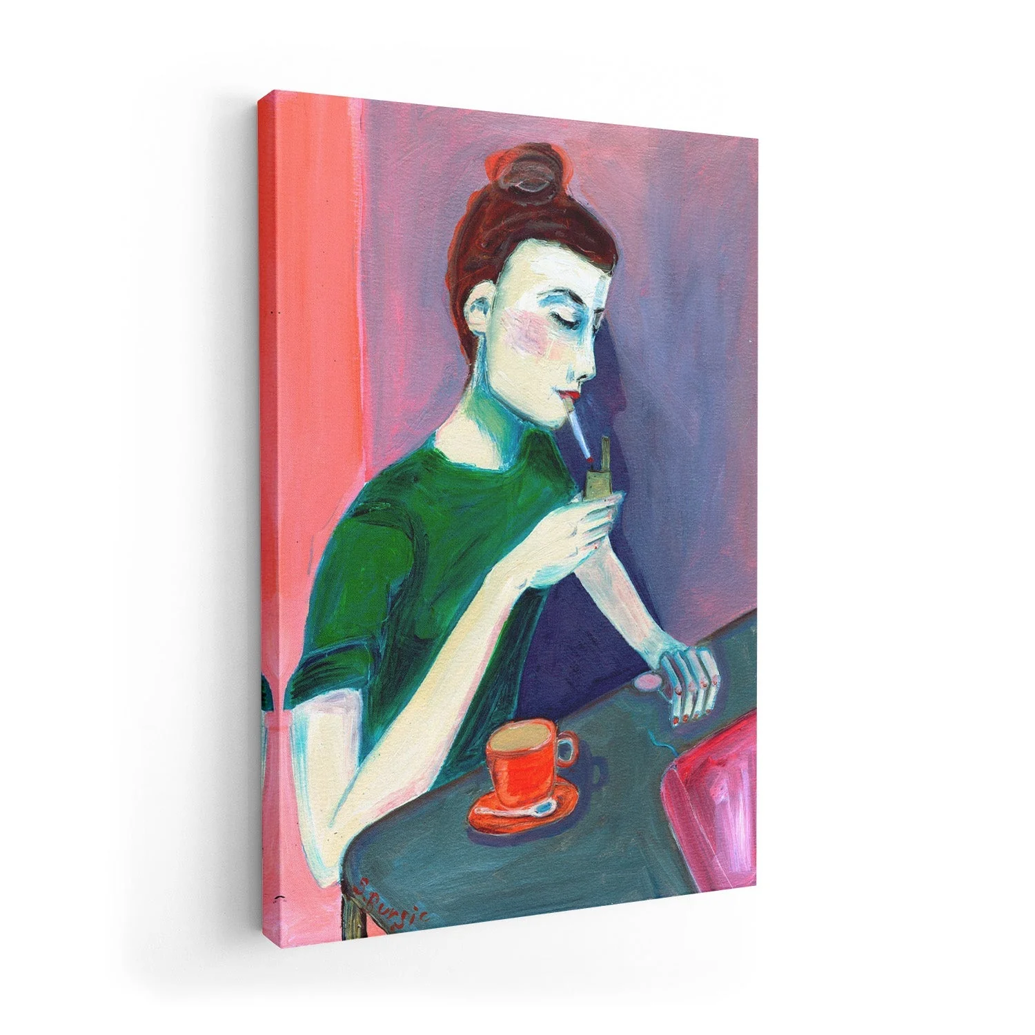 Lady lighting cigarette by Sharyn Bursic - Image 7