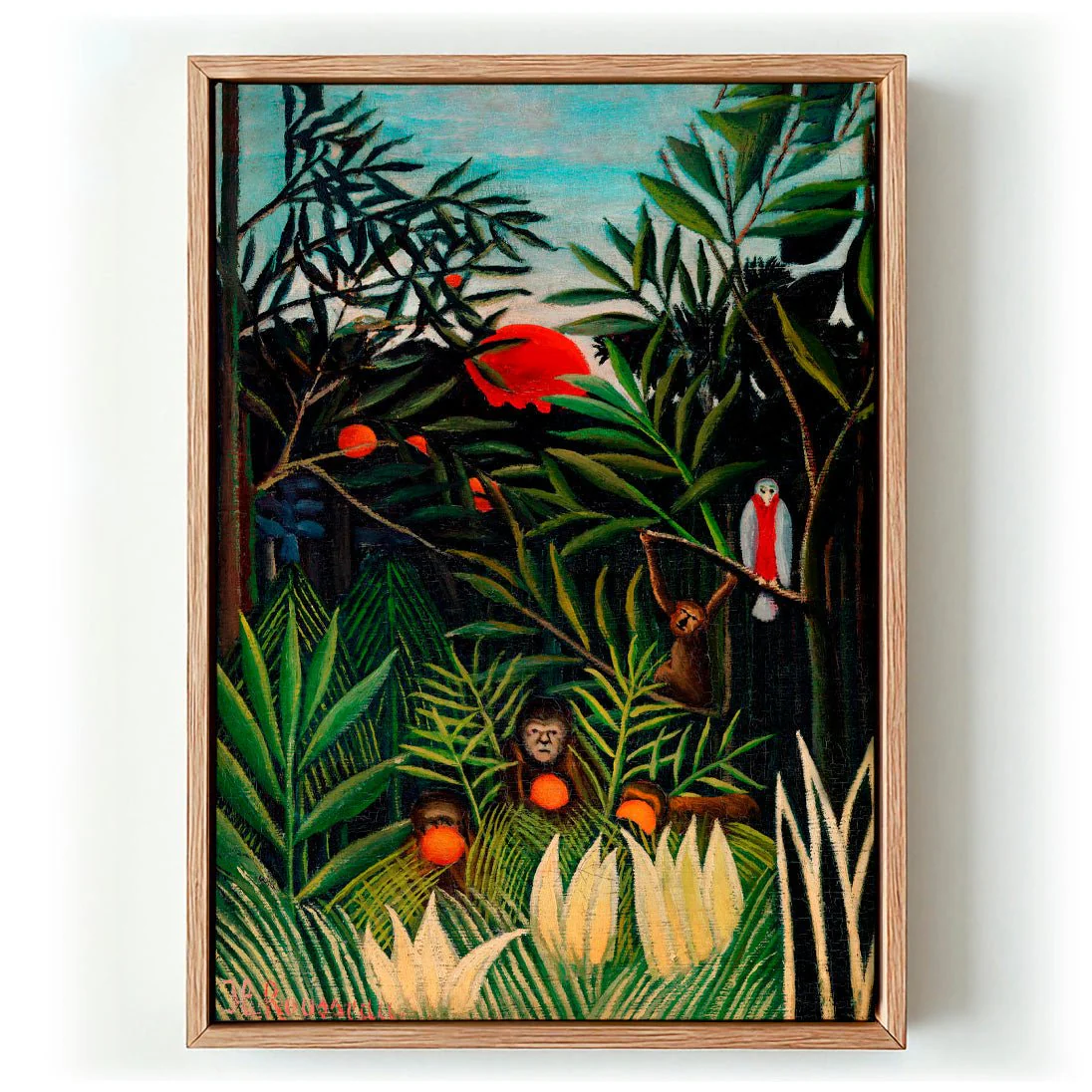 Monkeys and Parrot by Rousseau Art Print