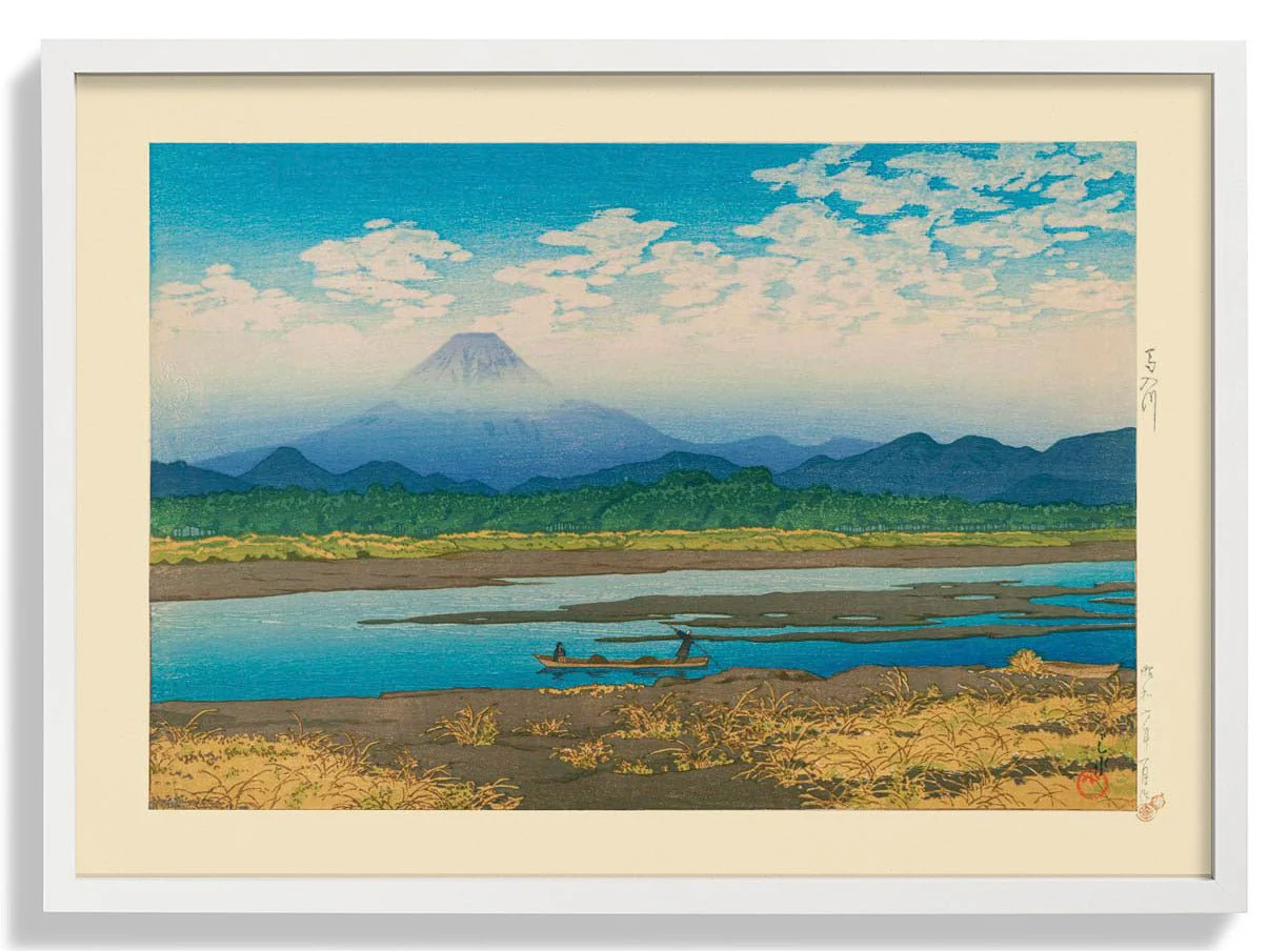Mt Fuji Seen from the River Banyu Art Print by Hasui - Image 5