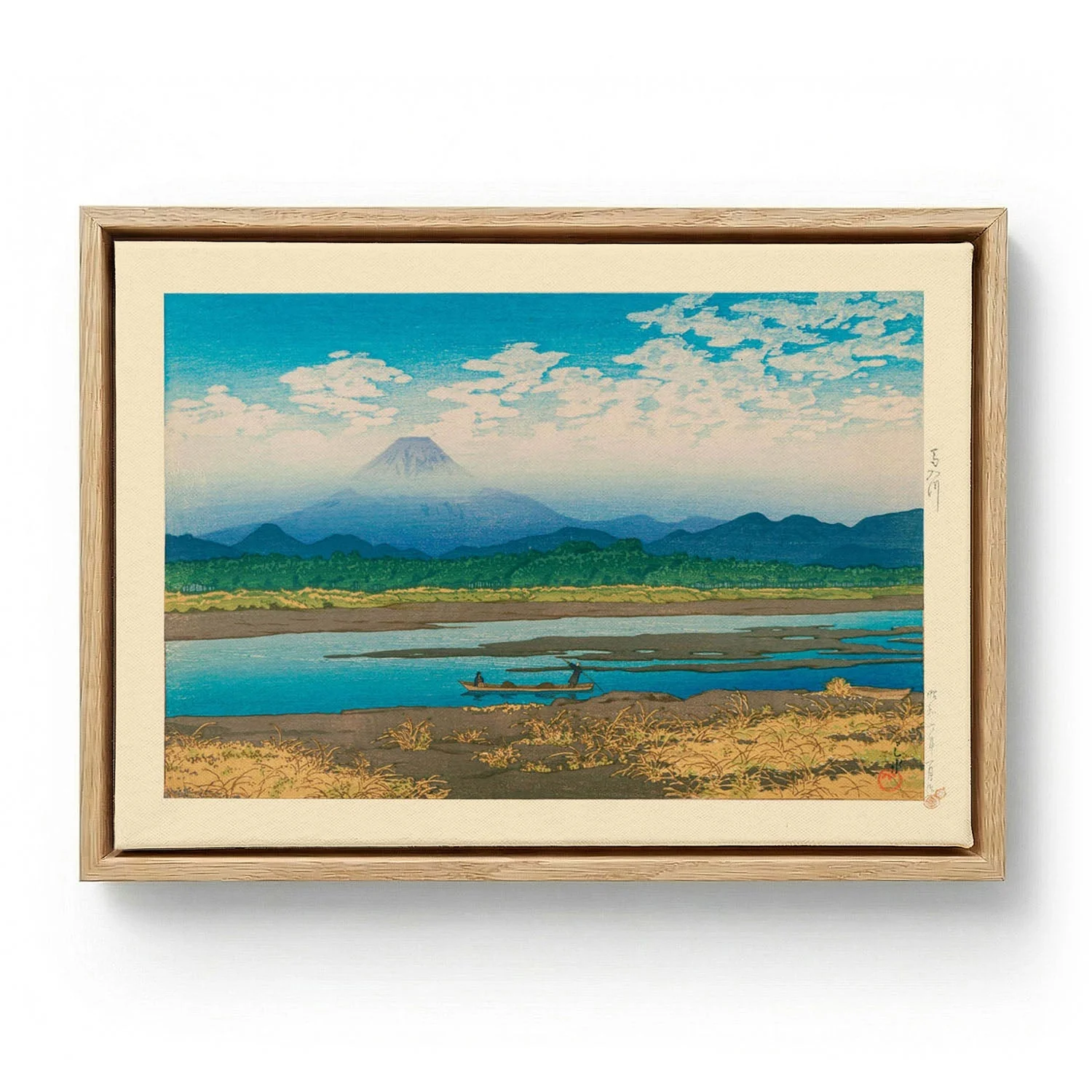 Mt Fuji Seen from the River Banyu Art Print by Hasui