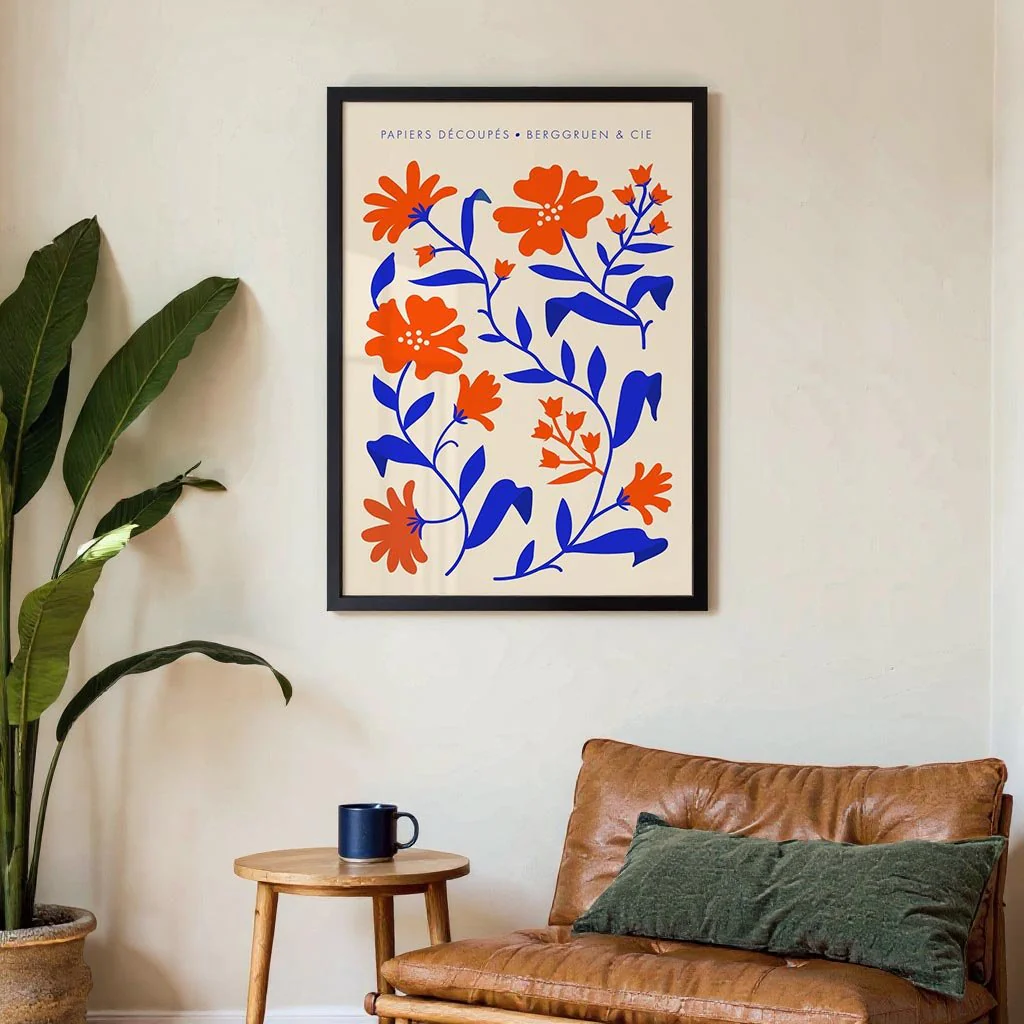 Orange Blue Fleurs Papiers Découpés Art Exhibition - Image 3