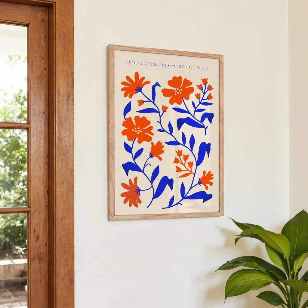 Orange Blue Fleurs Papiers Découpés Art Exhibition - Image 4