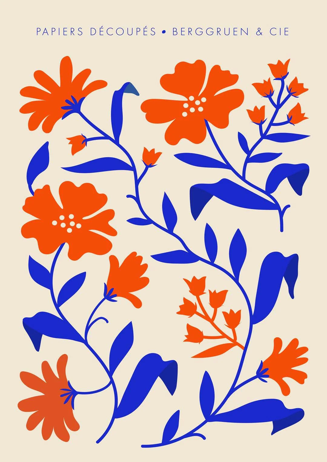Orange Blue Fleurs Papiers Découpés Art Exhibition - Image 8