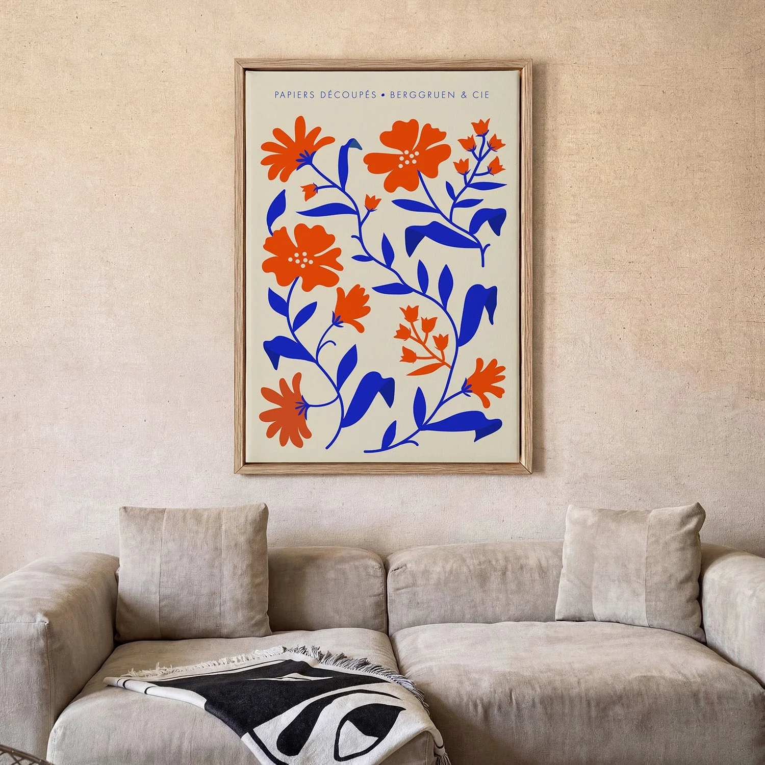 Orange Blue Fleurs Papiers Découpés Art Exhibition - Image 2