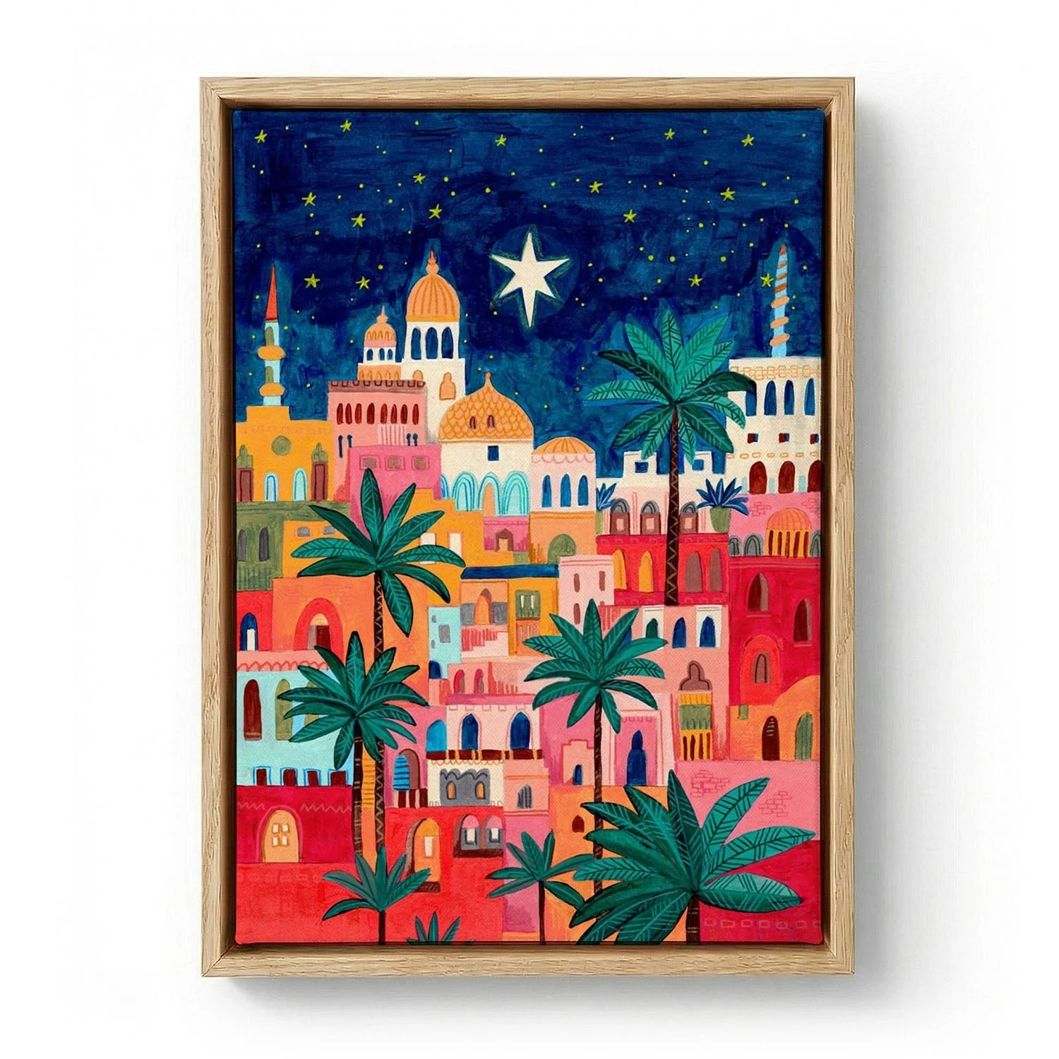Oriental city under a starry sky in bright colours by Caroline Bonne Müller