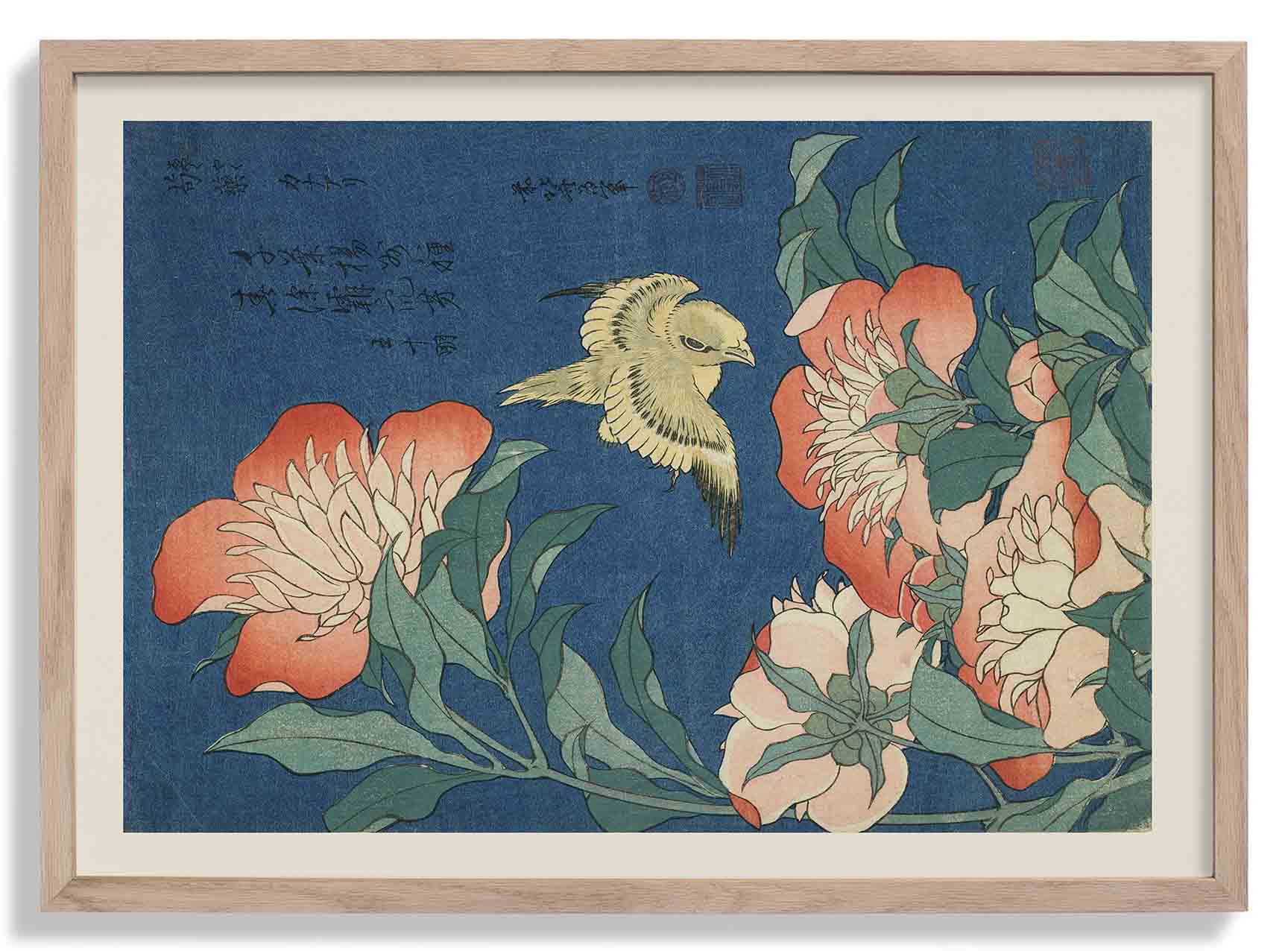 Peonies and Canary by Katsushika Hokusai
