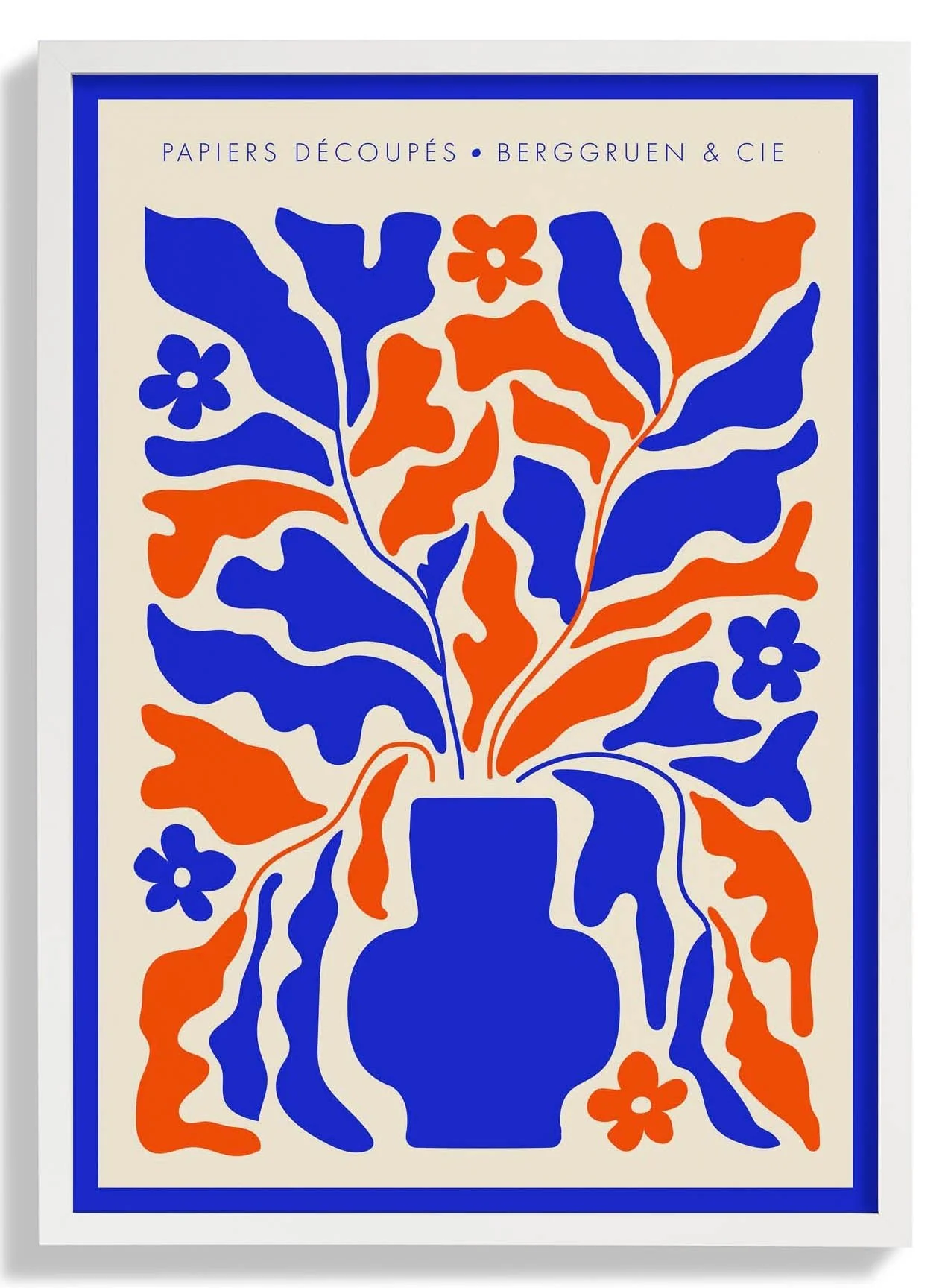 Retro Florals Blue and Orange Papiers Découpés Art Exhibition - Image 2