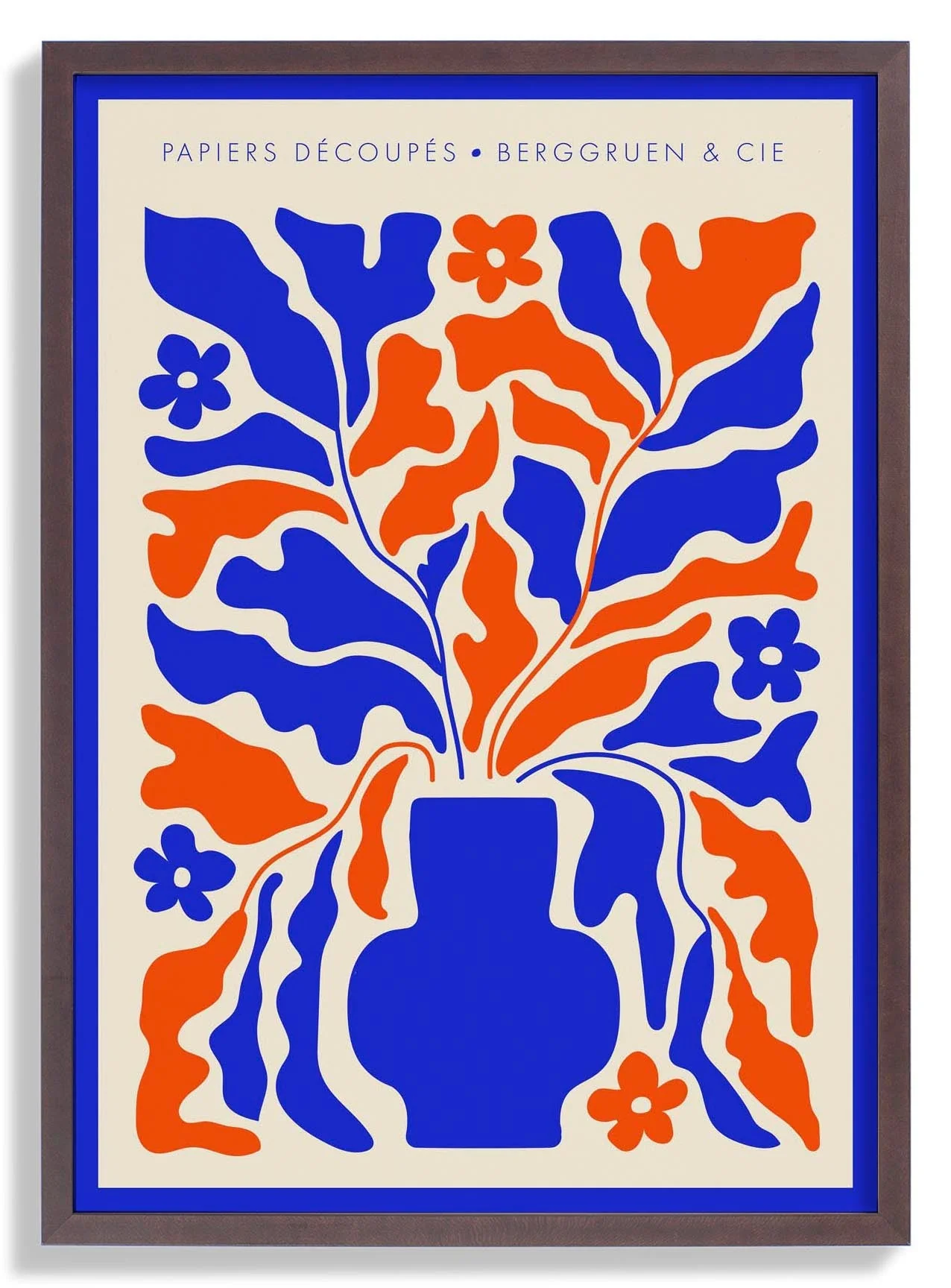 Retro Florals Blue and Orange Papiers Découpés Art Exhibition - Image 4