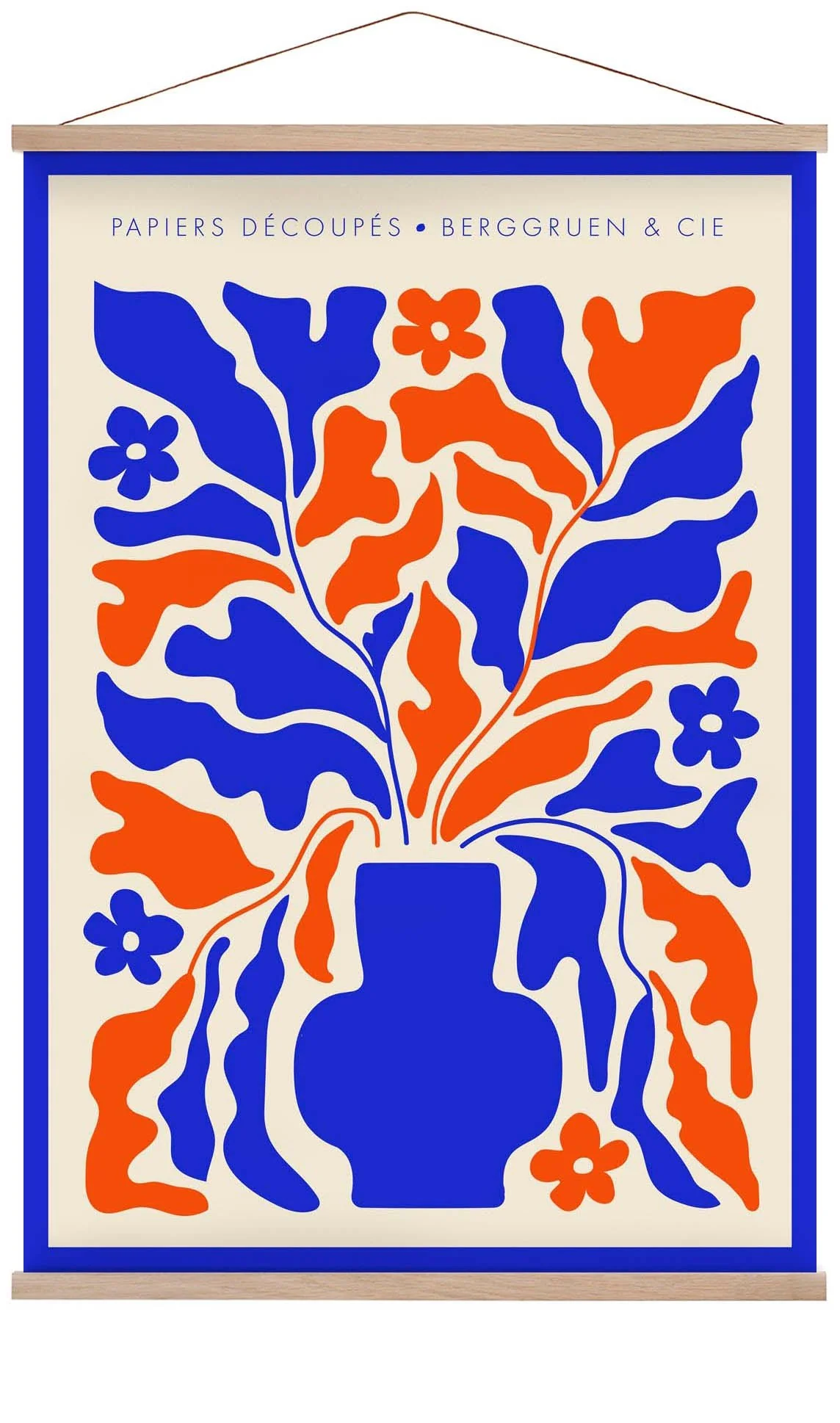 Retro Florals Blue and Orange Papiers Découpés Art Exhibition - Image 6