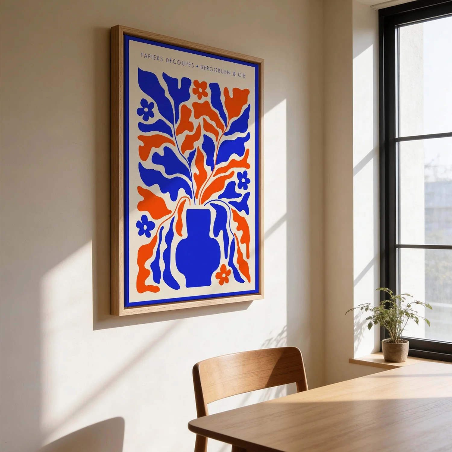 Retro Florals Blue and Orange Papiers Découpés Art Exhibition - Image 3