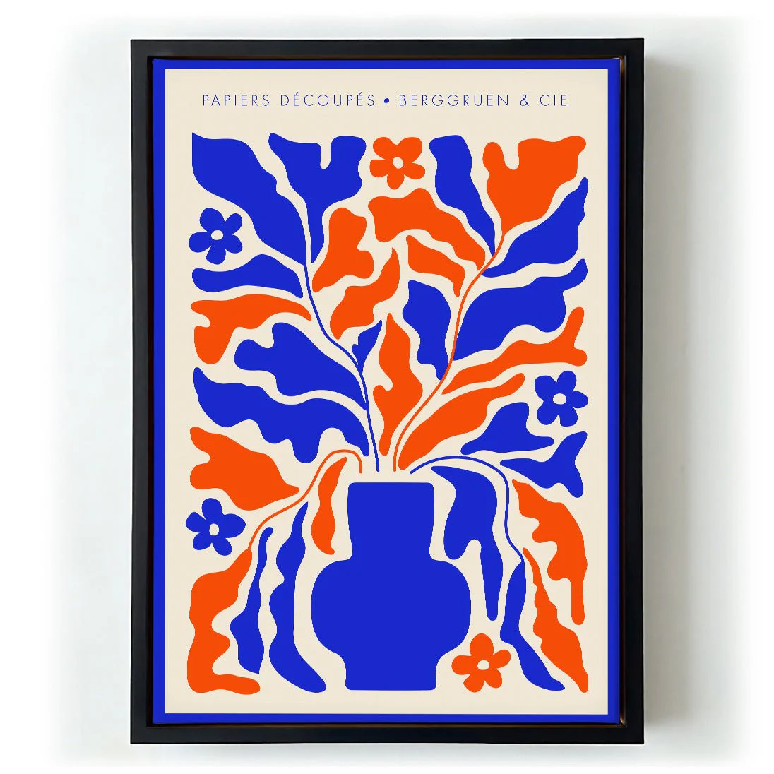 Retro Florals Blue and Orange Papiers Découpés Art Exhibition - Image 6