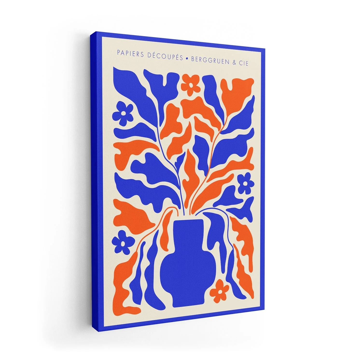 Retro Florals Blue and Orange Papiers Découpés Art Exhibition - Image 7