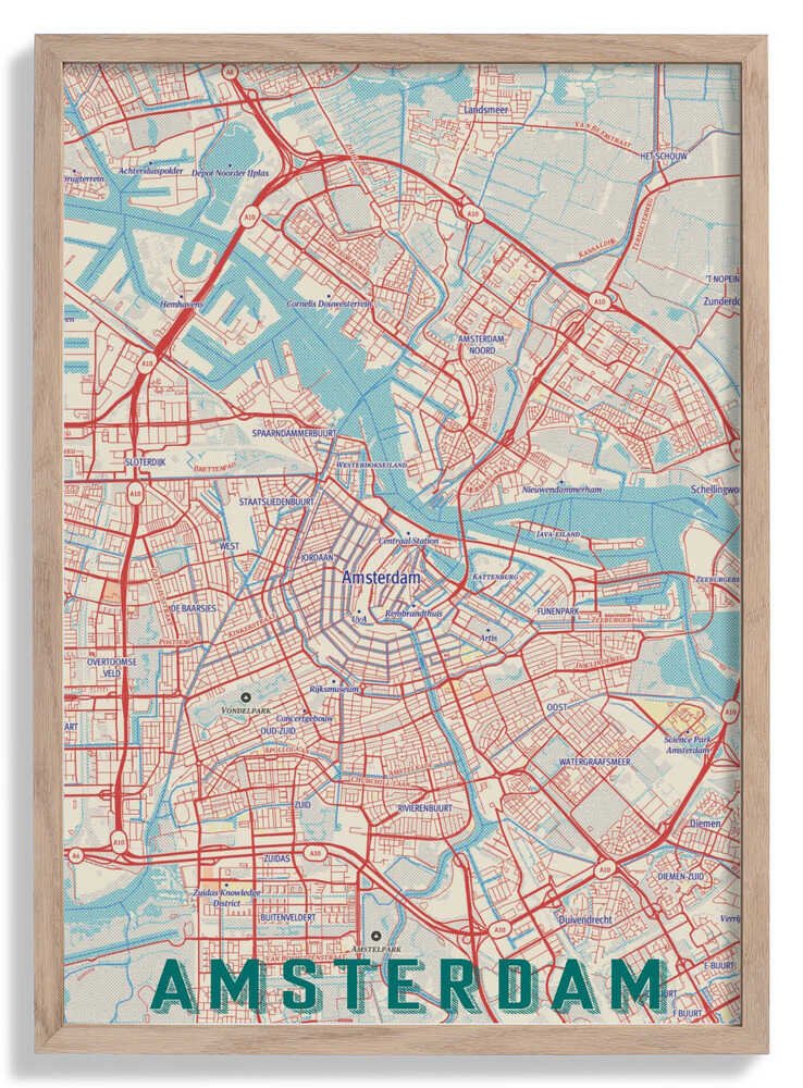 Retro Map Amsterdam by jay stanley