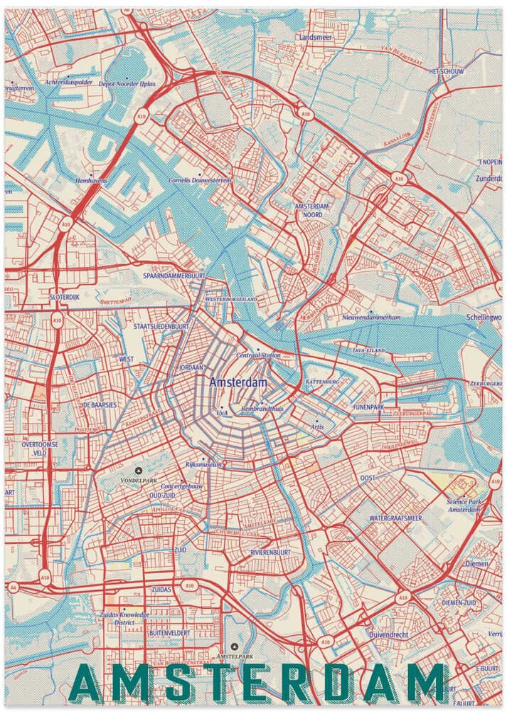 Retro Map Amsterdam by jay stanley - Image 8