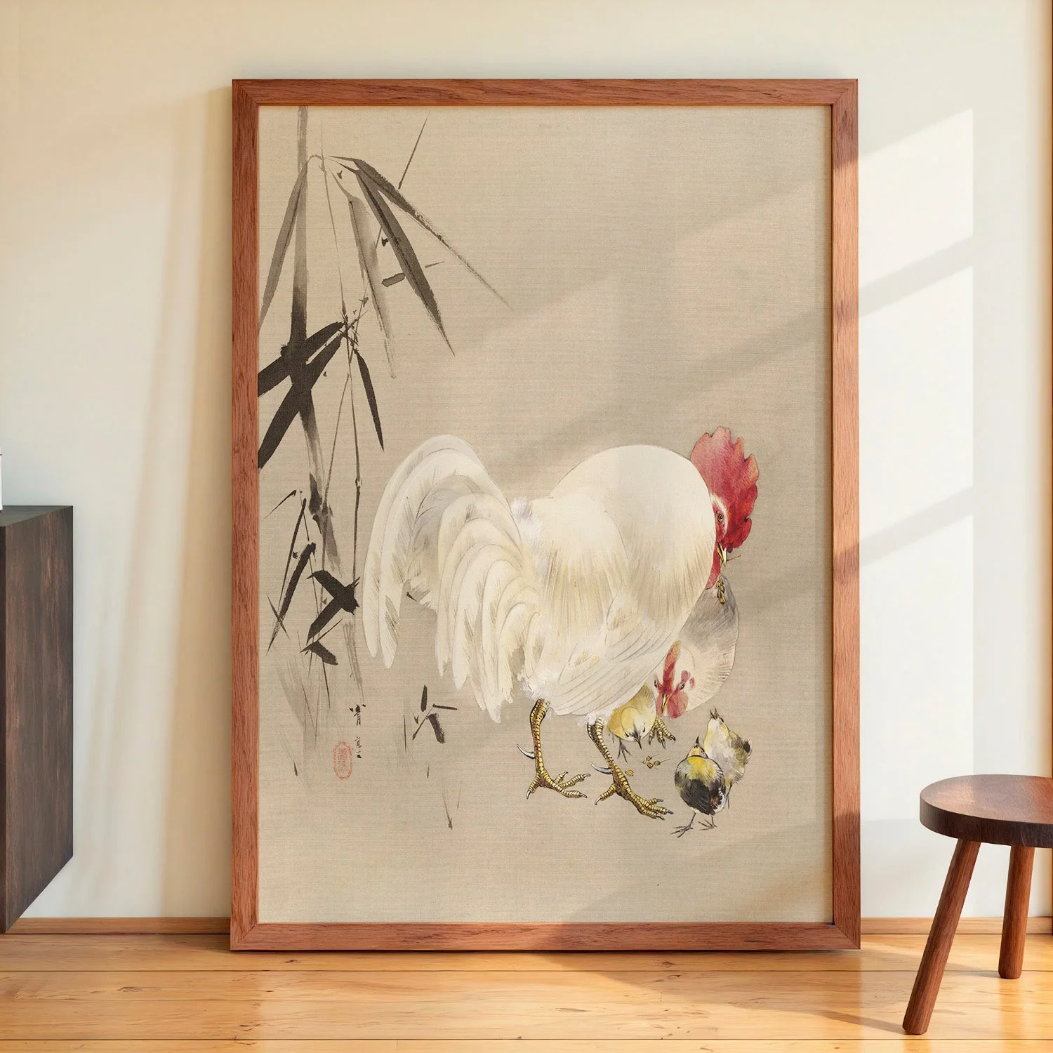 Rooster and Hen with Chicks by Watanabe Seitei - Image 4