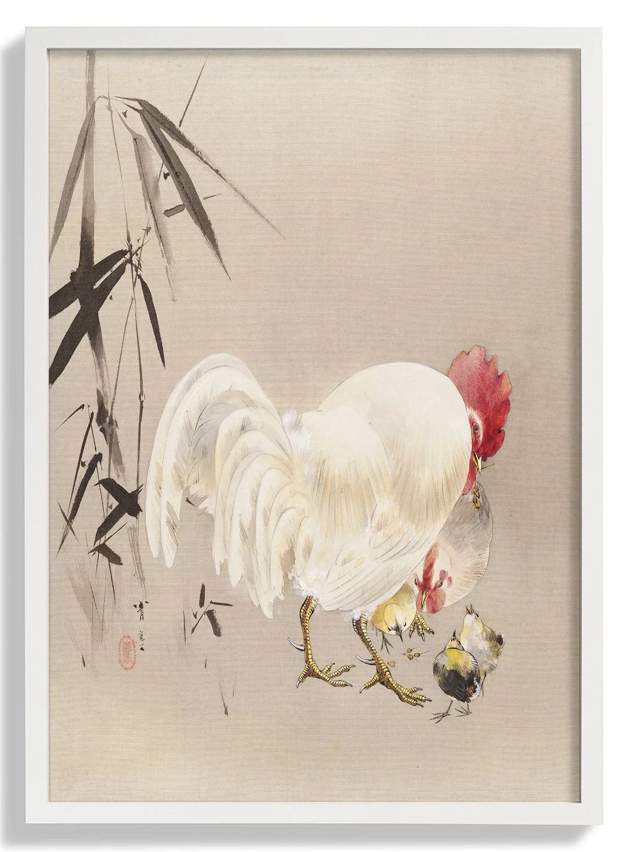 Rooster and Hen with Chicks by Watanabe Seitei - Image 5