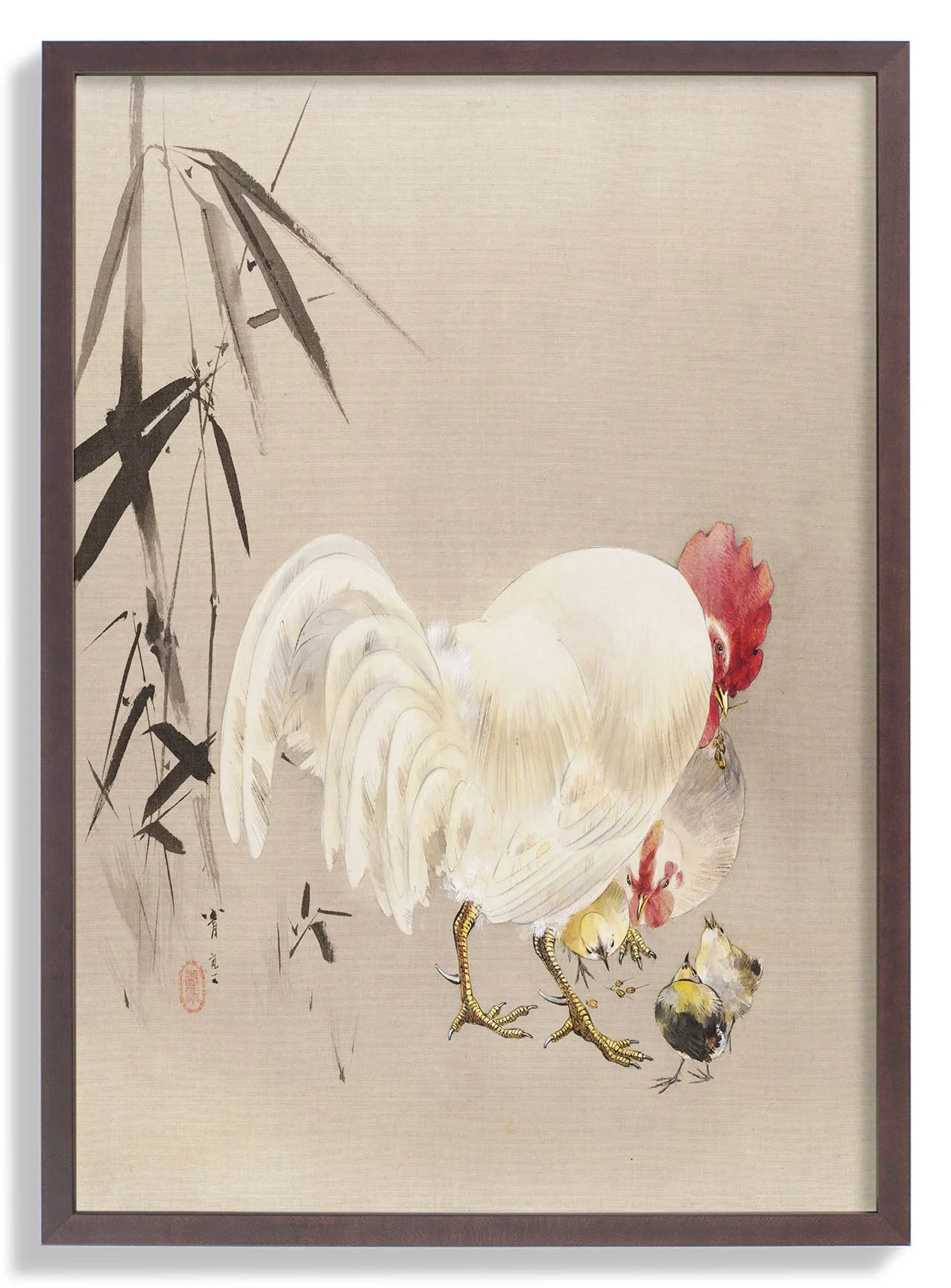 Rooster and Hen with Chicks by Watanabe Seitei - Image 6