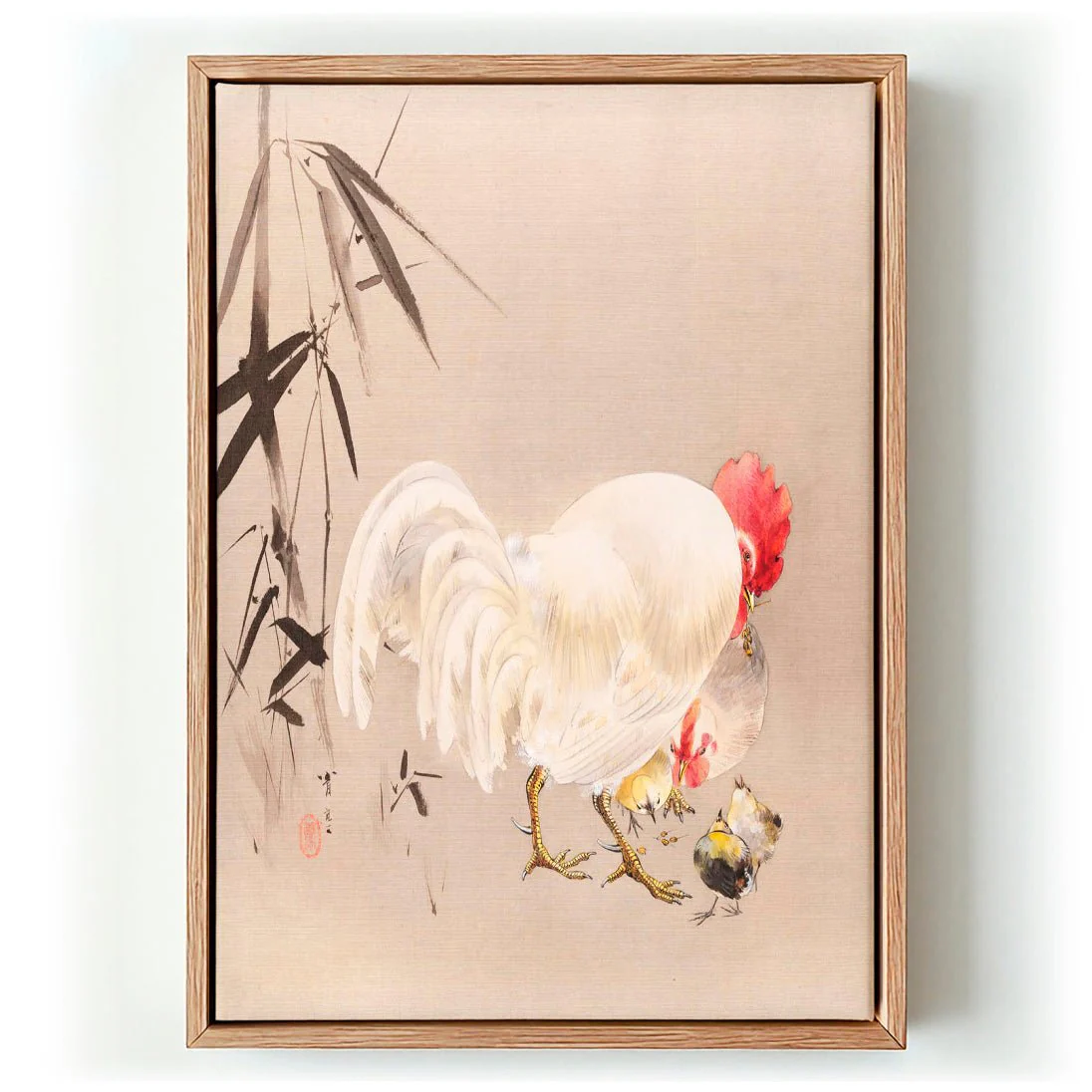 Rooster and Hen with Chicks by WANTANABE SEITEI