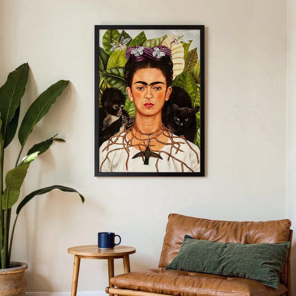 Self Portrait with Thorn Necklace and Hummingbird by Frida Kahlo - Image 3