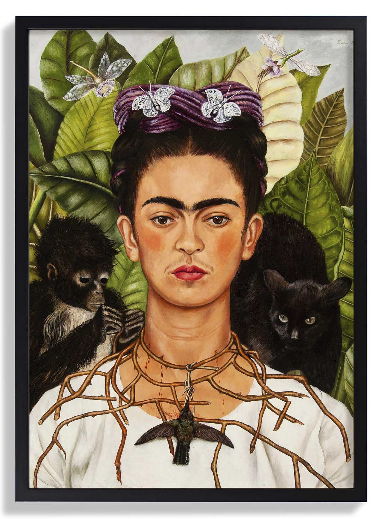 Self Portrait with Thorn Necklace and Hummingbird by Frida Kahlo - Image 6