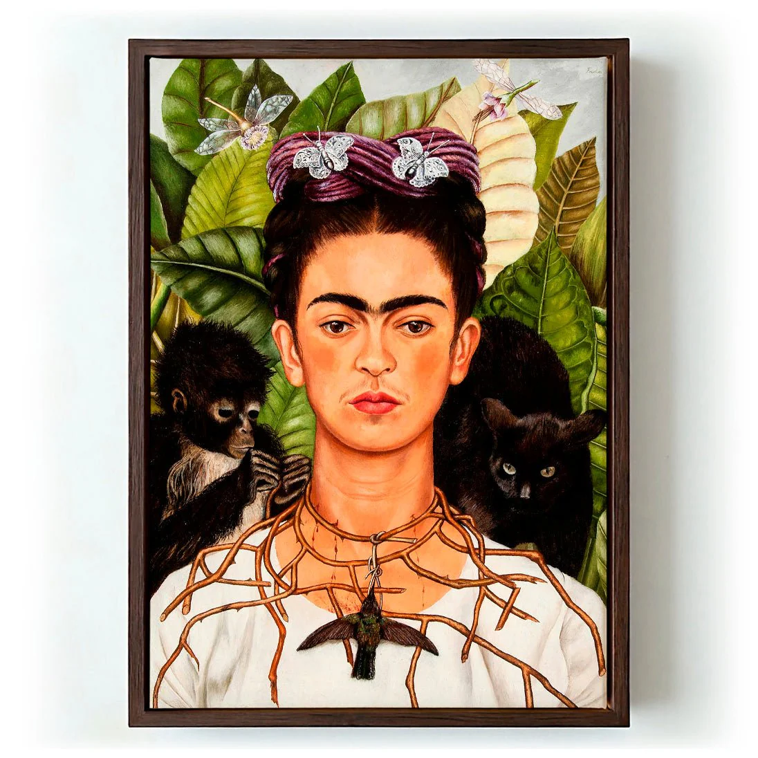 Self Portrait with Thorn Necklace and Hummingbird by Frida Kahlo - Image 6