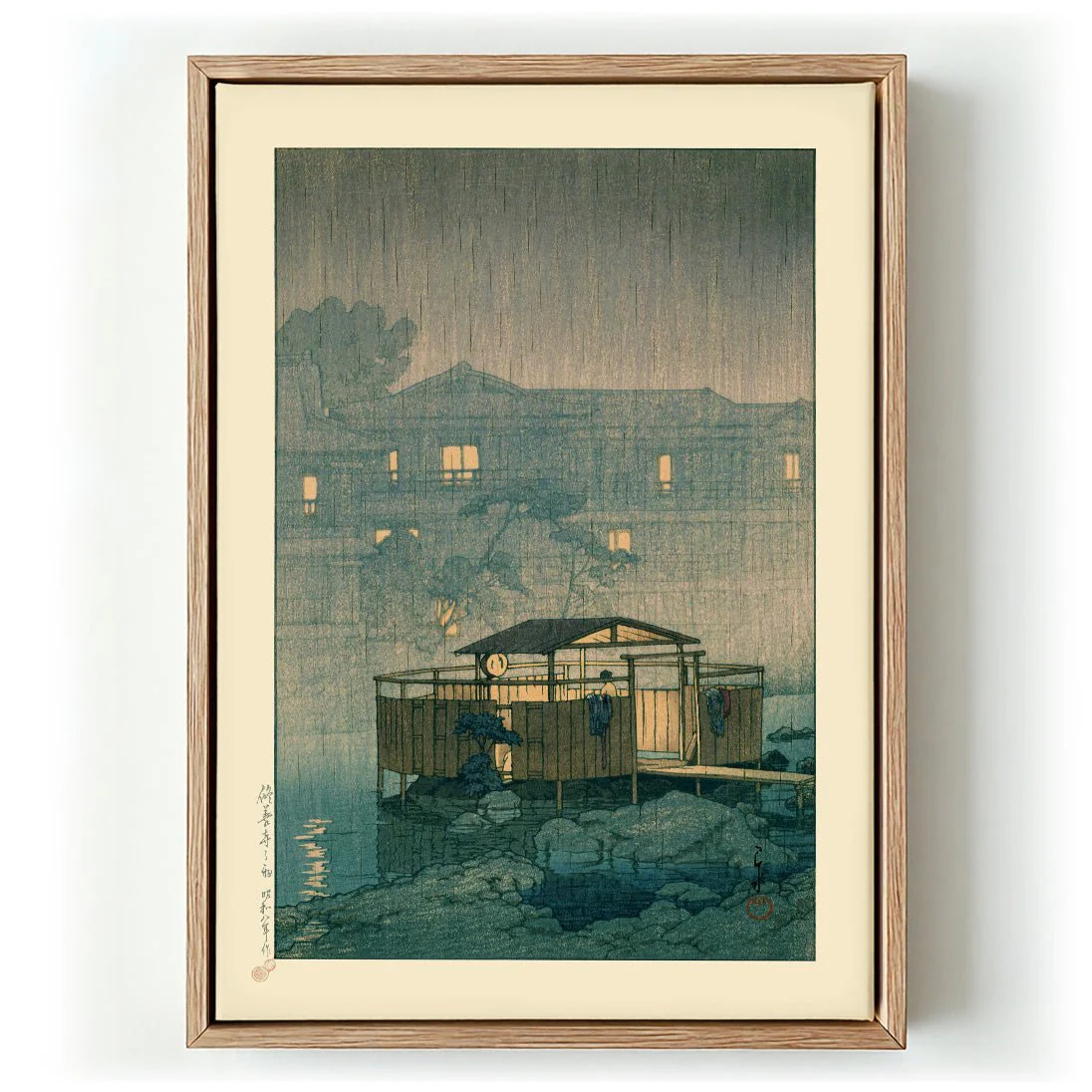 Shuzenji in Rain Art Print by Hasui