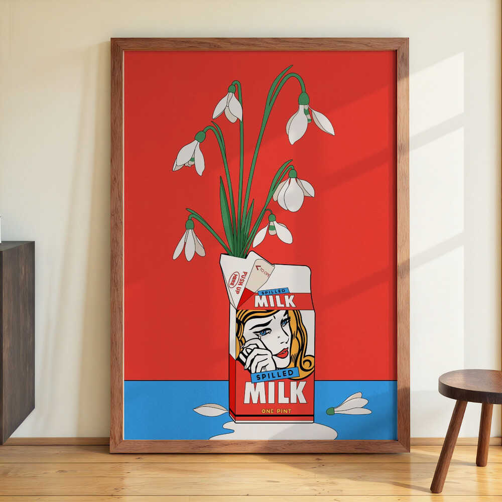 Snowdrops in Spilled Milk Carton Retro Illustration by Retrodrome - Image 3