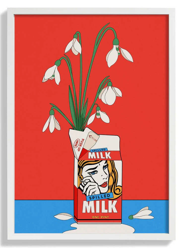 Snowdrops in Spilled Milk Carton Retro Illustration by Retrodrome - Image 5