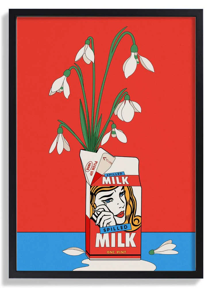 Snowdrops in Spilled Milk Carton Retro Illustration by Retrodrome - Image 6