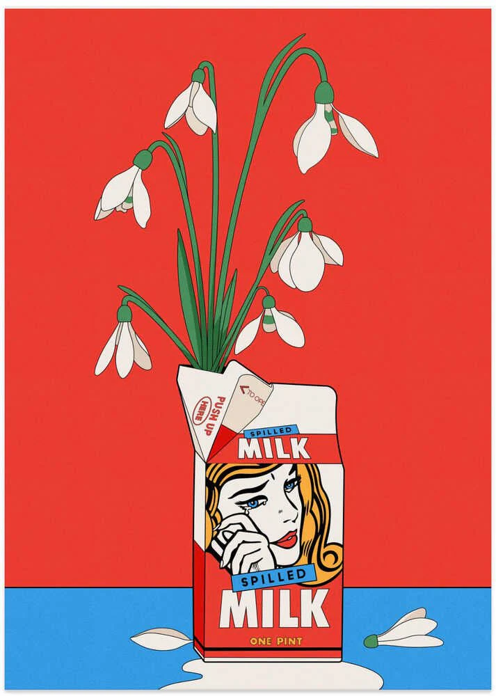 Snowdrops in Spilled Milk Carton Retro Illustration by Retrodrome - Image 8