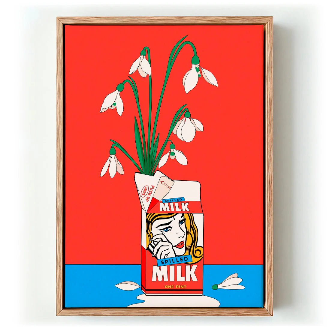 Snowdrops in Spilled Milk Carton Retro Illustration by Retrodrome