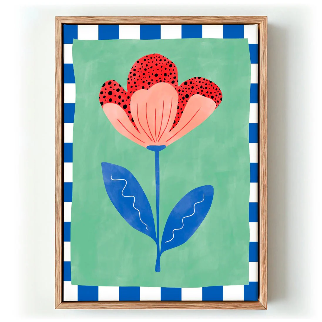 Stylized Flower With Red Petals And Black Dots by Elena Ristova