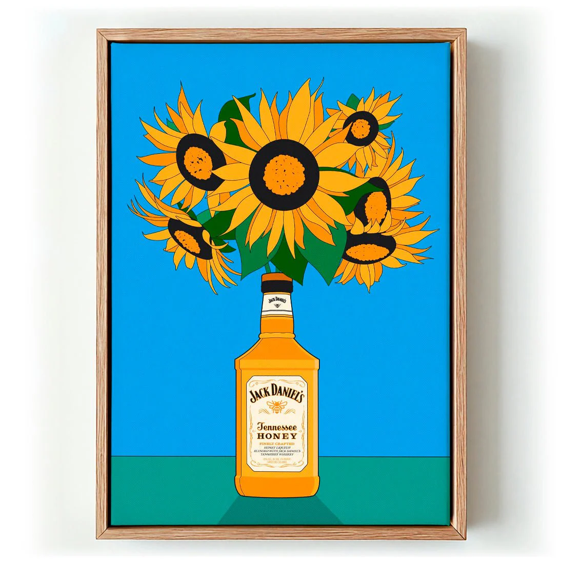 Sunflowers in Honey Whiskey Retro Illustration by Retrodrome