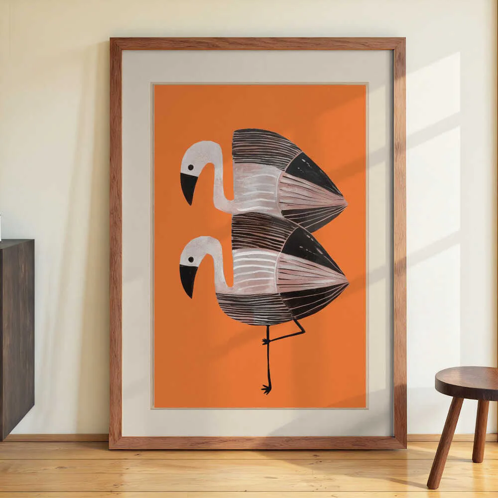 Tangerine Flamingos by City Art - Image 3