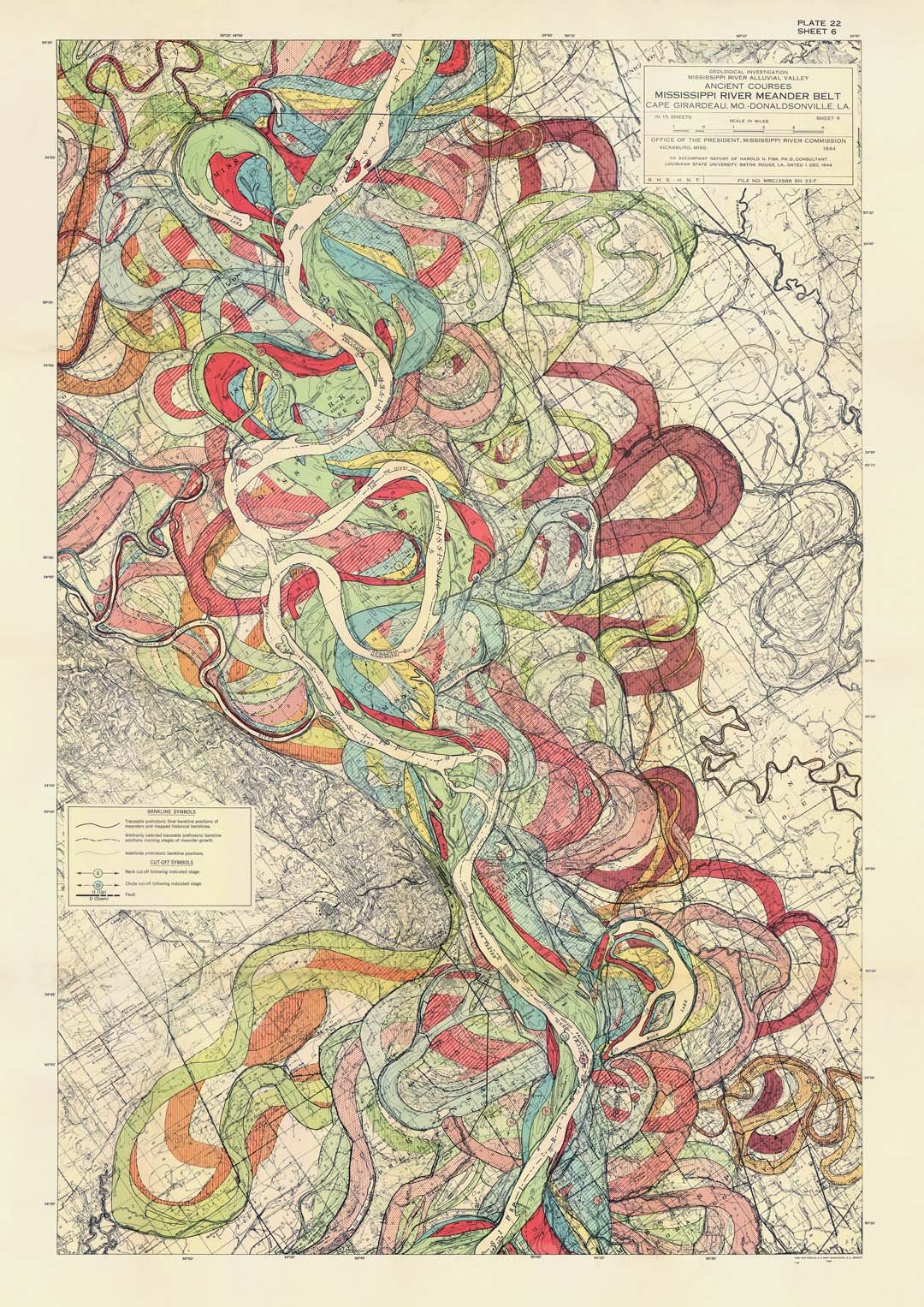 The Meandering Mississippi by Harold Fisk; Plate 22, Sheet 6 - Image 8