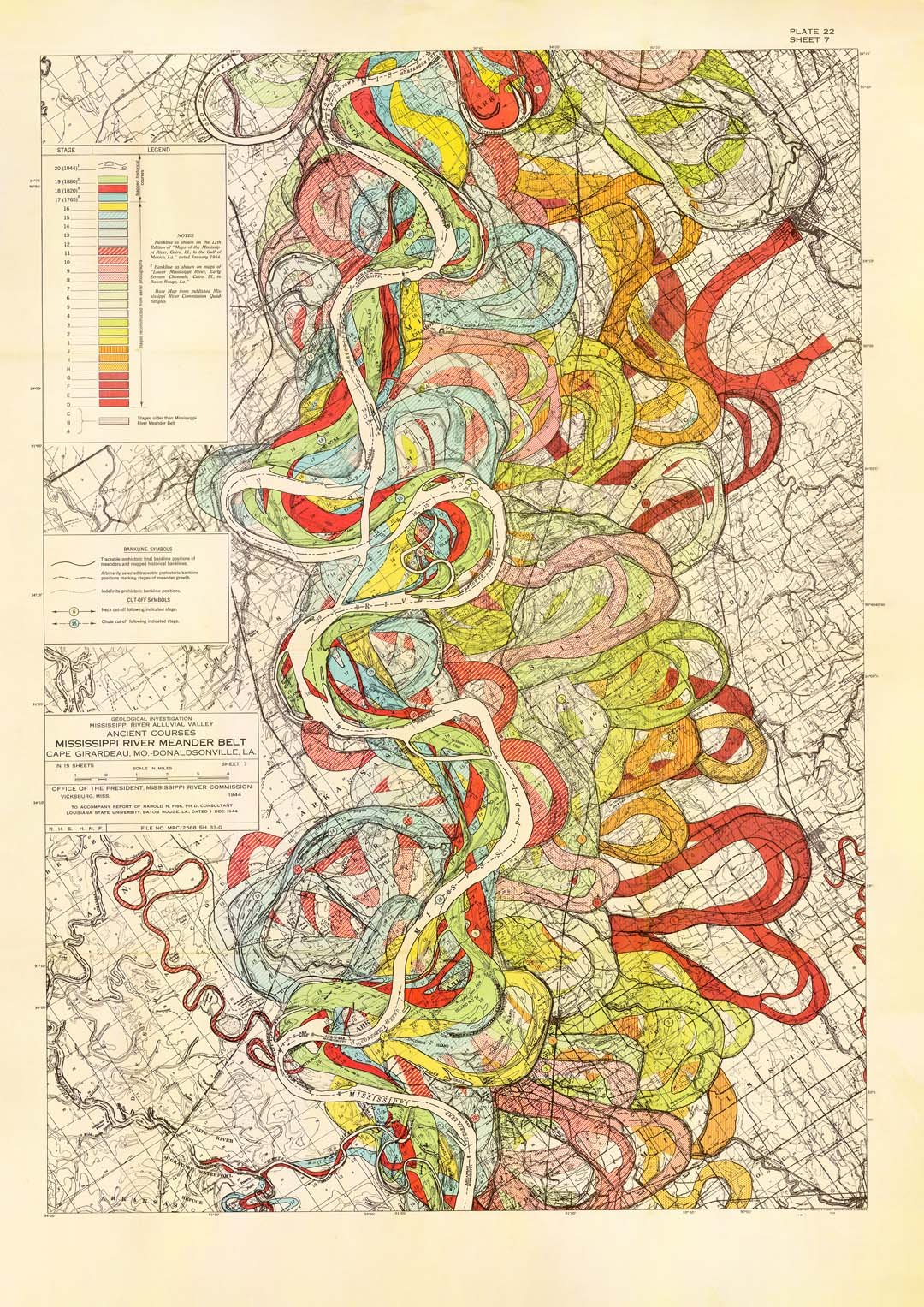 The Meandering Mississippi by Harold Fisk; Plate 22, Sheet 7 - Image 8