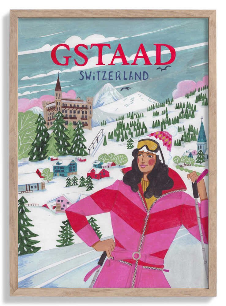 Travel Poster Woman in Gstaad, Switzerland by Caroline Bonne Müller
