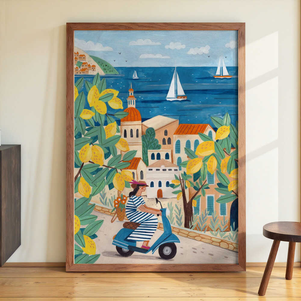 Travel poster woman on the Amalfi coast, Italy by Caroline Bonne Müller - Image 3