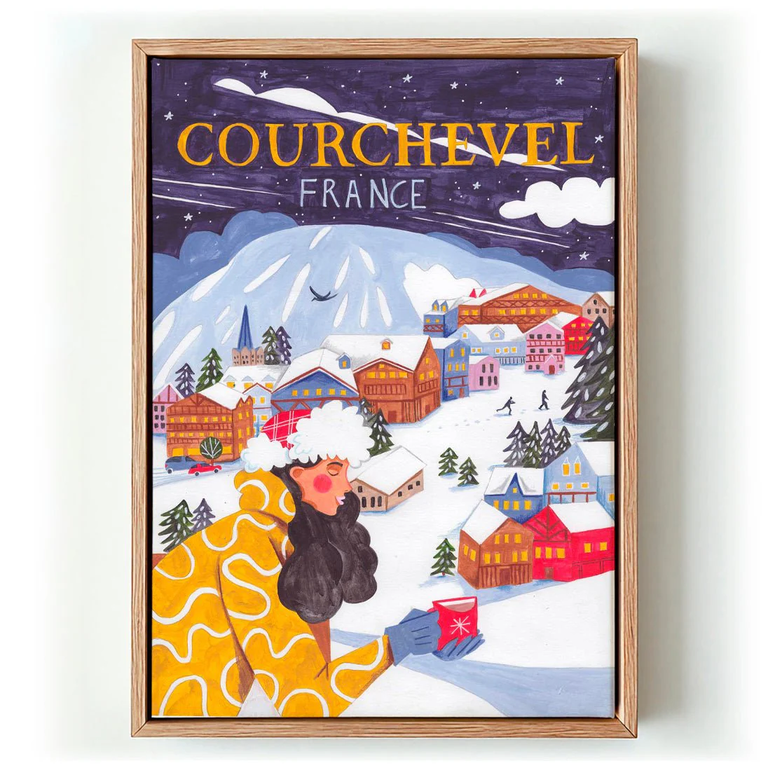 Travel Poster woman in France, Courchevel by Caroline Bonne Müller