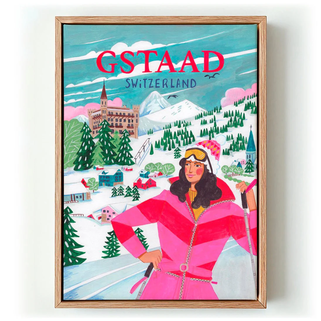 Travel Poster Woman in Gstaad, Switzerland by Caroline Bonne Müller