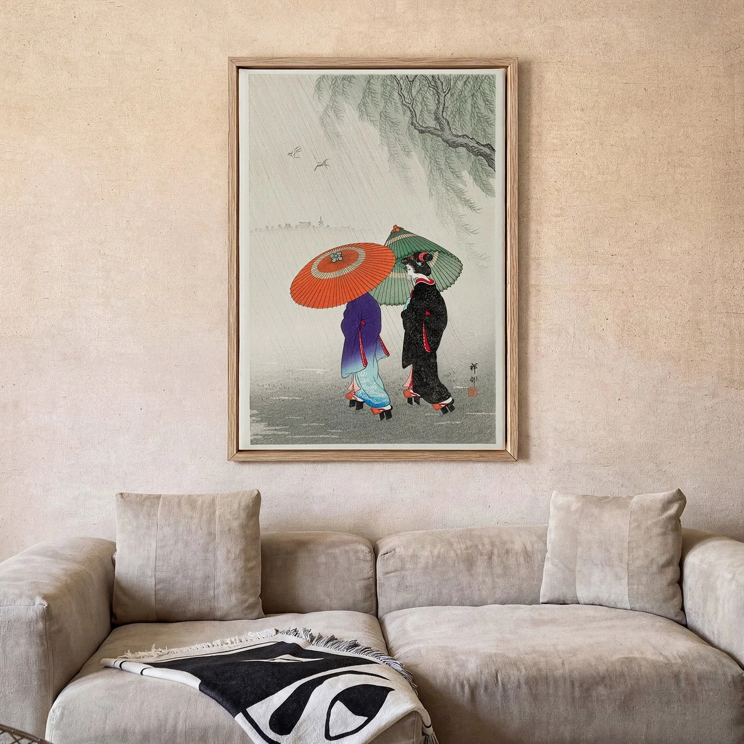 Two Women in the Rain by Ohara Koson - Image 2
