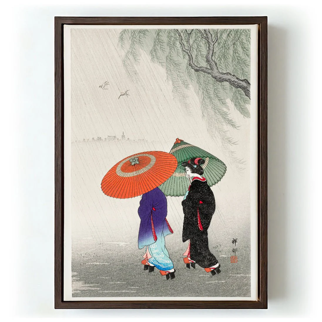 Two Women in the Rain by Ohara Koson - Image 5