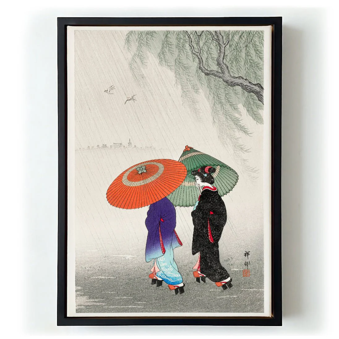 Two Women in the Rain by Ohara Koson - Image 6
