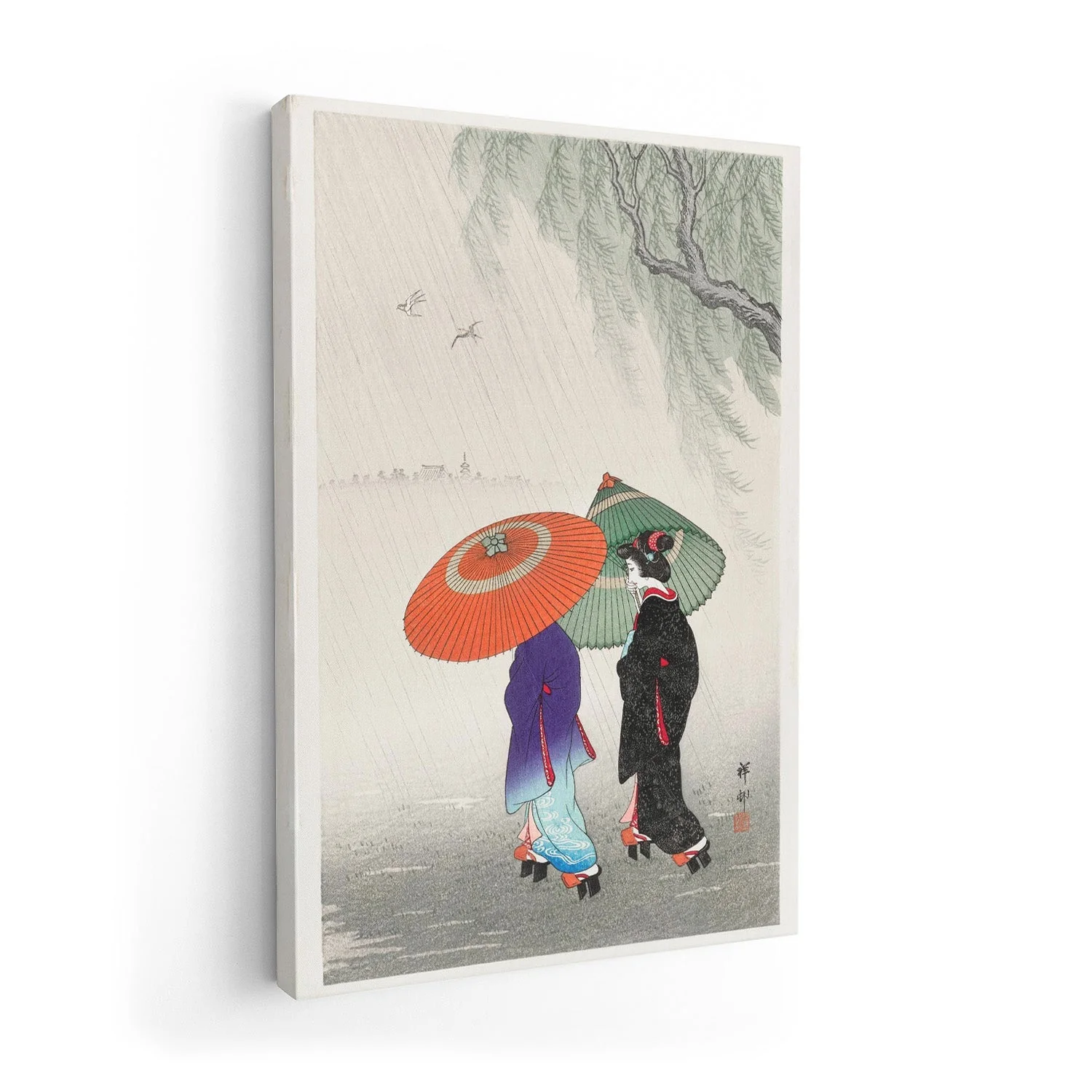 Two Women in the Rain by Ohara Koson - Image 7