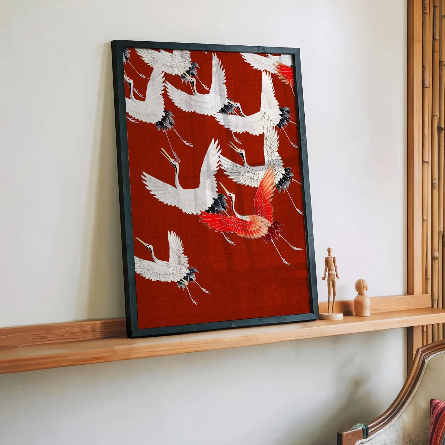 White Cranes in Red - Image 3