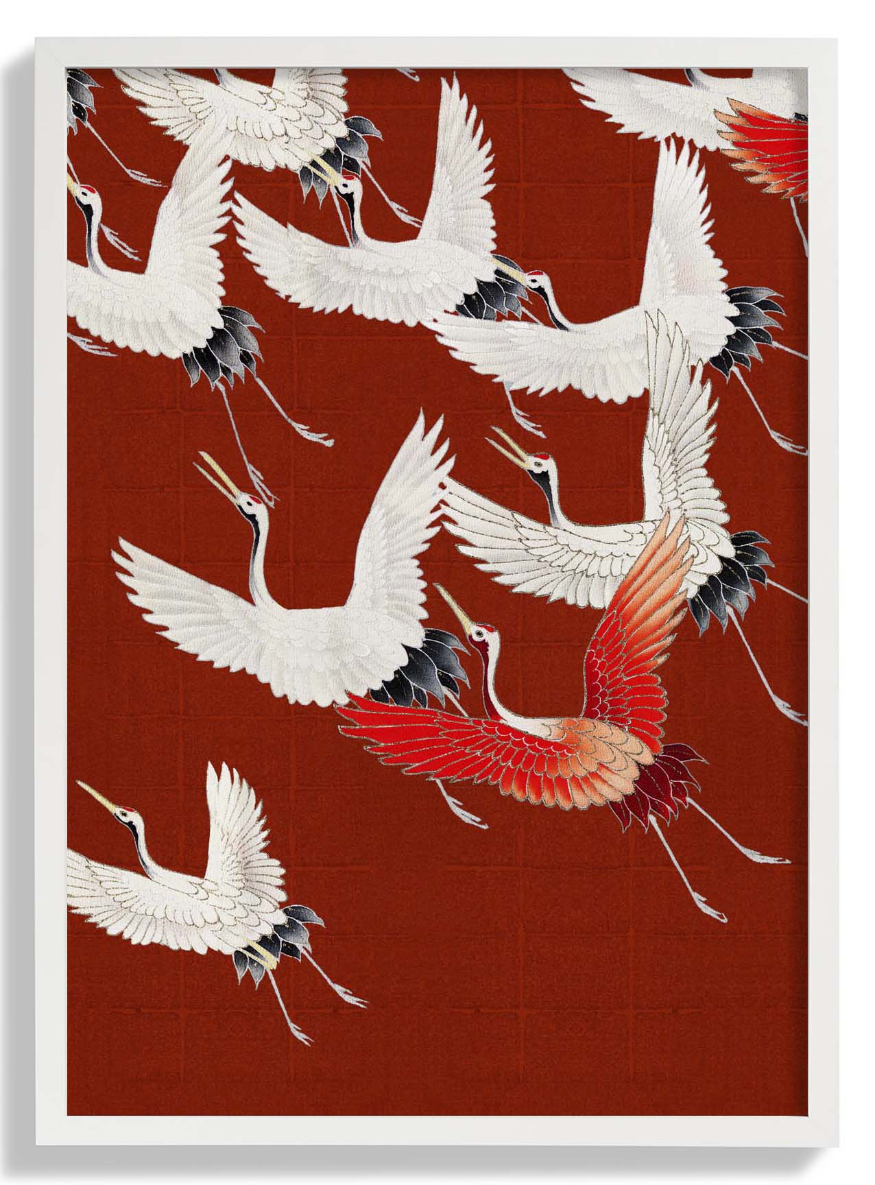 White Cranes in Red - Image 4