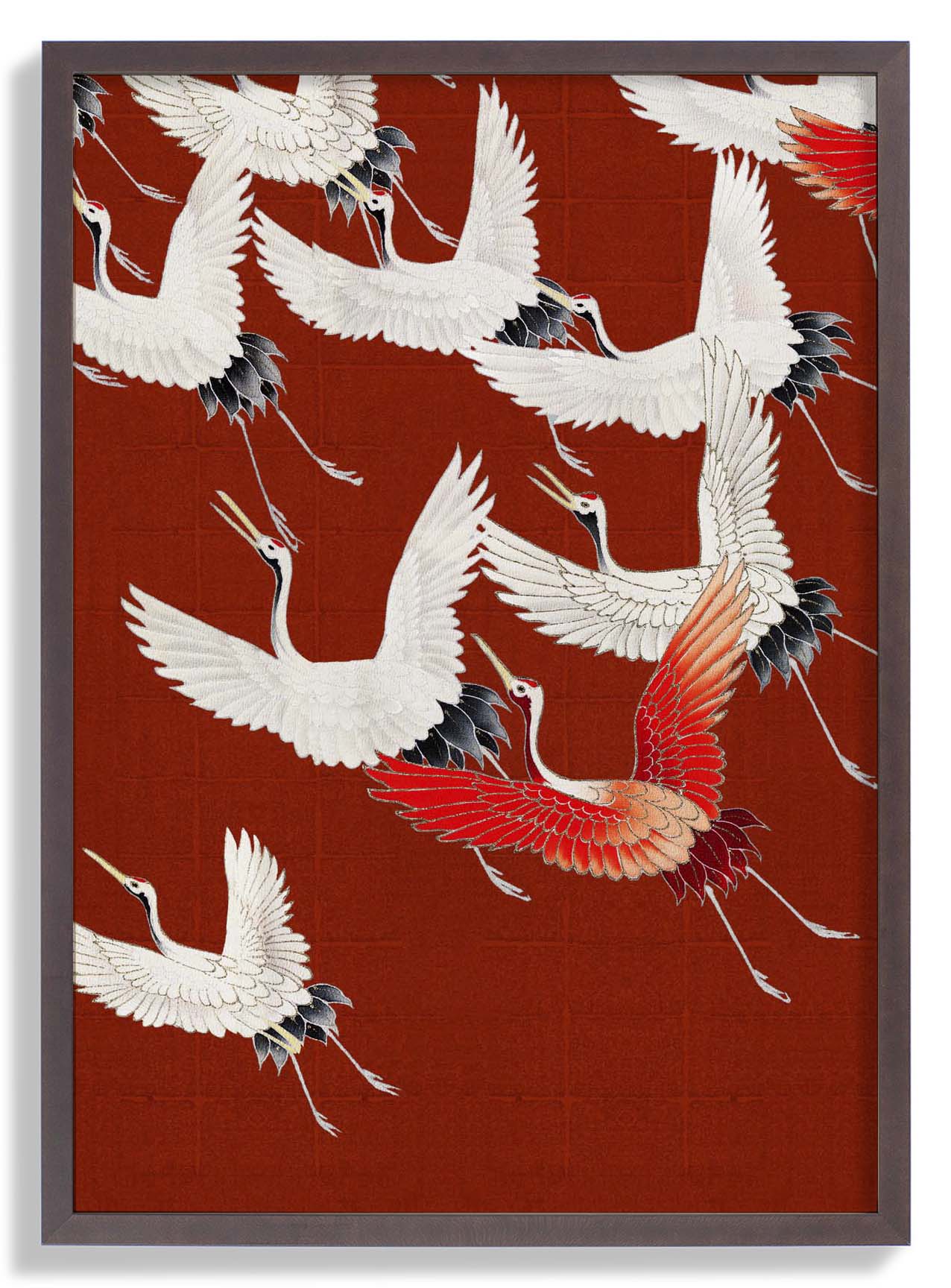 White Cranes in Red - Image 6
