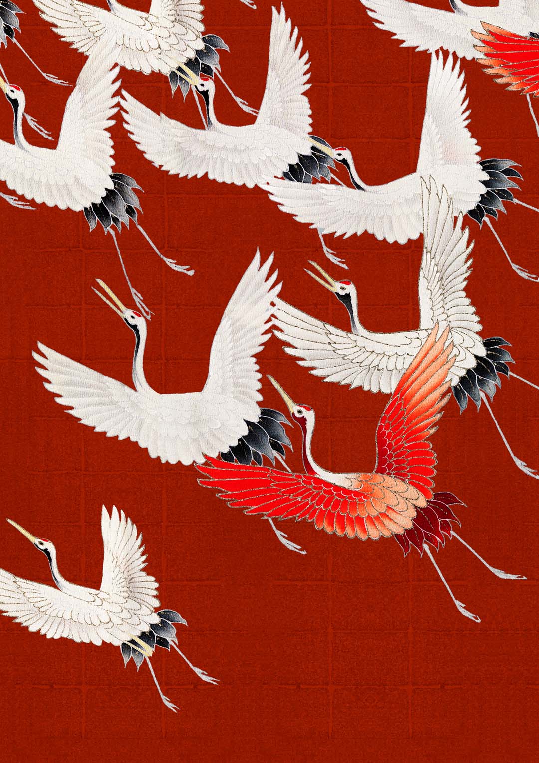 White Cranes in Red - Image 7