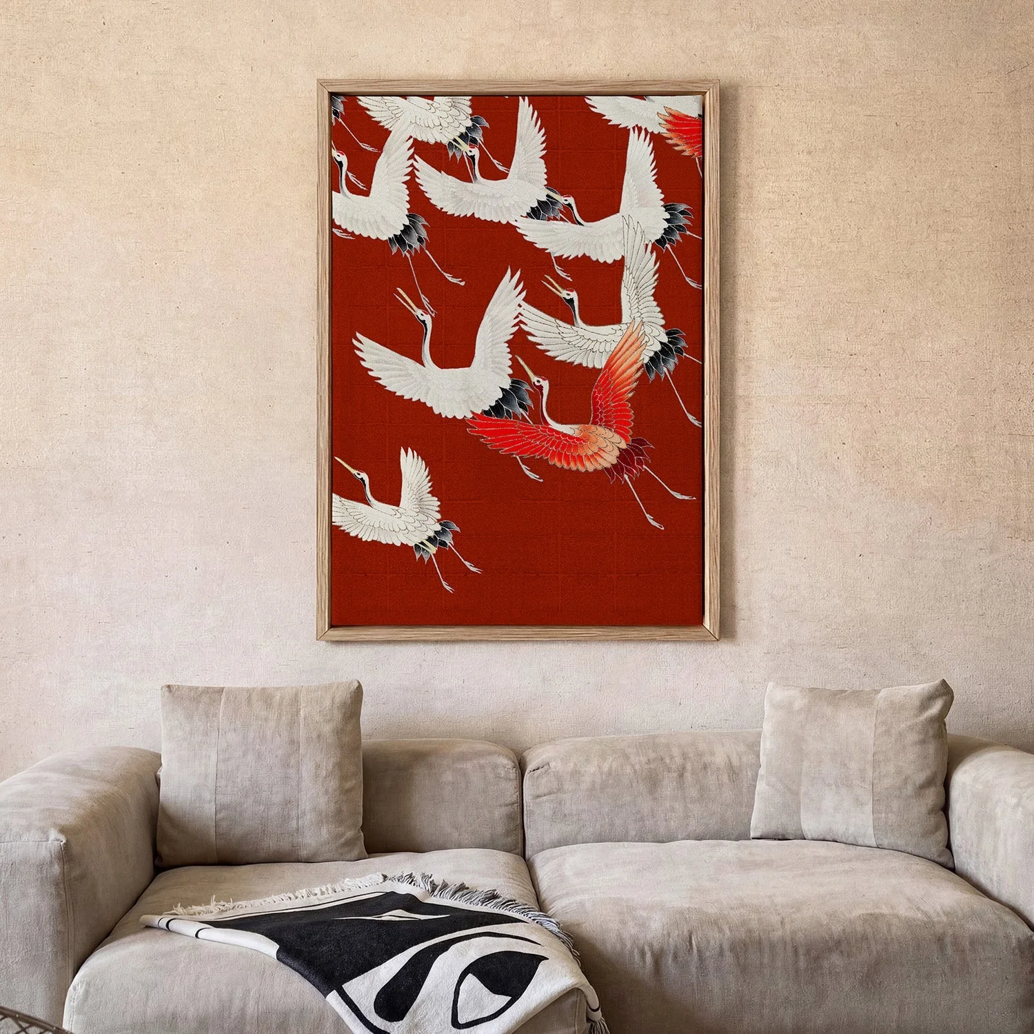 White Cranes in Red - Image 2